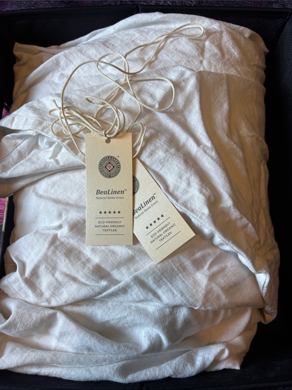 REDUCED FOR FAST SALE! BeaLinen White Linen Bedskirt with 22” drop Natural Linen